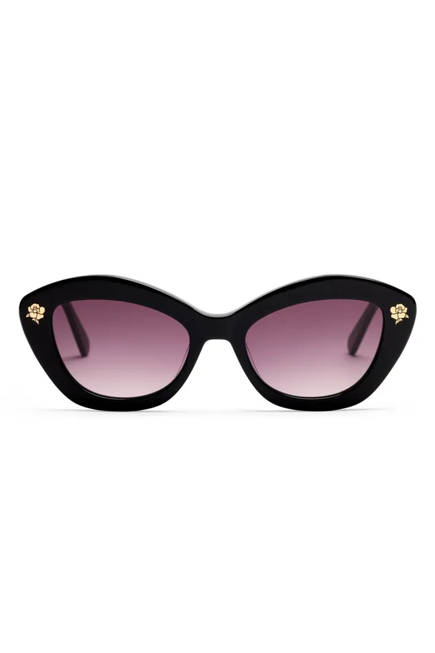 Women LoveShackFancy Sunglasses Hessel Cat Eye Sunglasses Soft Black