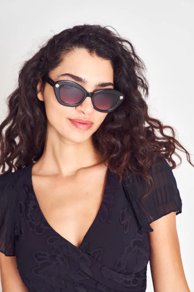 Women LoveShackFancy Sunglasses Hessel Cat Eye Sunglasses Soft Black Women LoveShackFancy Sunglasses Hessel Cat Eye Sunglasses Soft Black