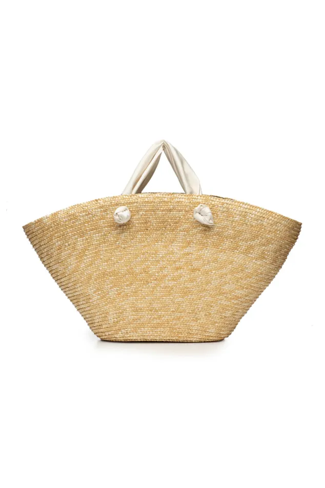 Women LoveShackFancy Swim Carlotta Bow Handbag By Eugenia Kim Natural