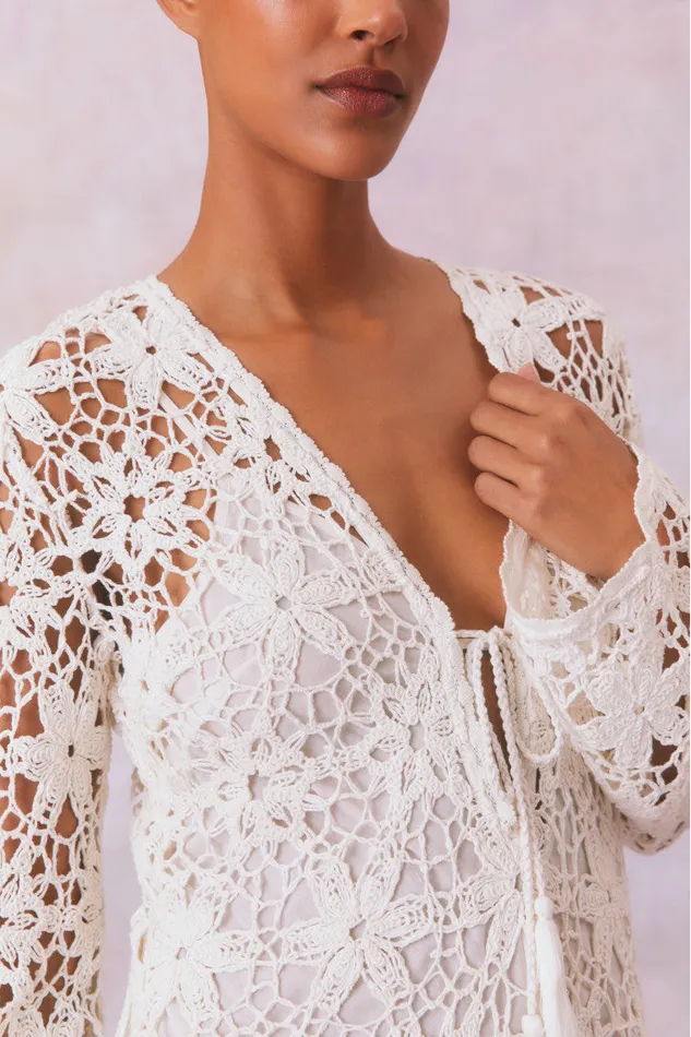 Women LoveShackFancy Swim Lorne Cotton Crochet Maxi Dress Antique White