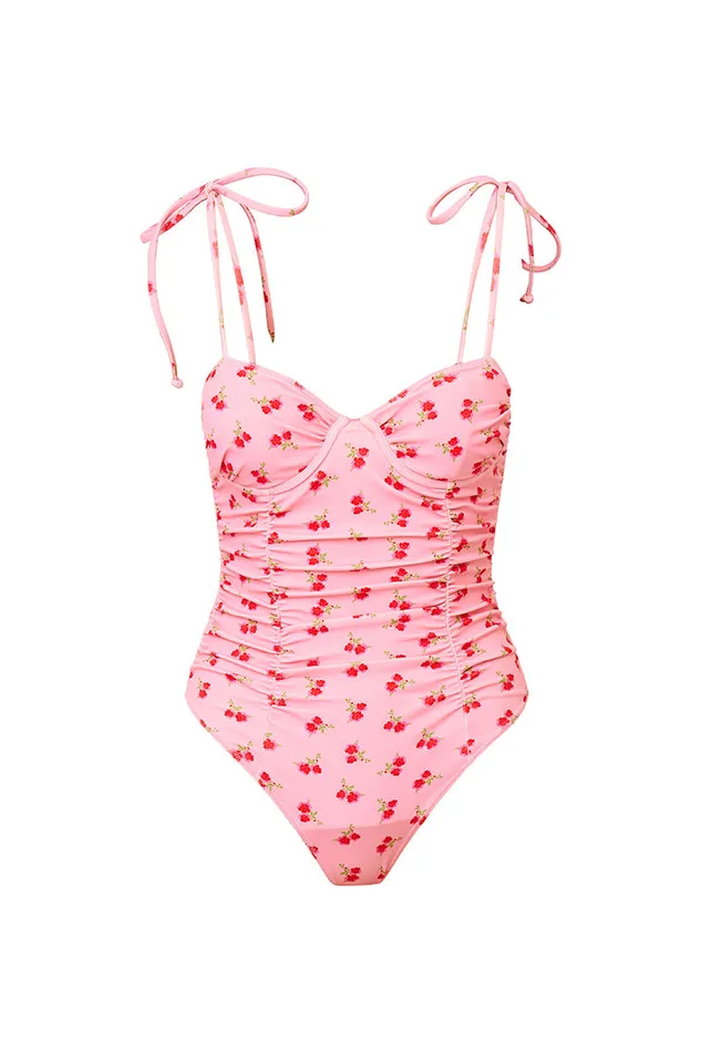Women LoveShackFancy Swim Sorella Cherry Print One Piece Swimsuit Cherry Pink