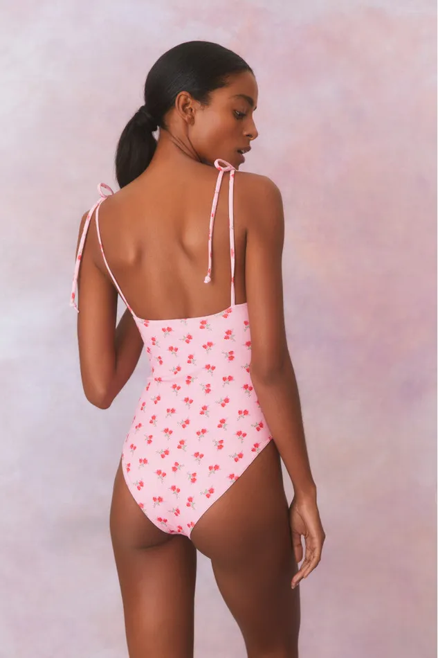 Women LoveShackFancy Swim Sorella Cherry Print One Piece Swimsuit Cherry Pink