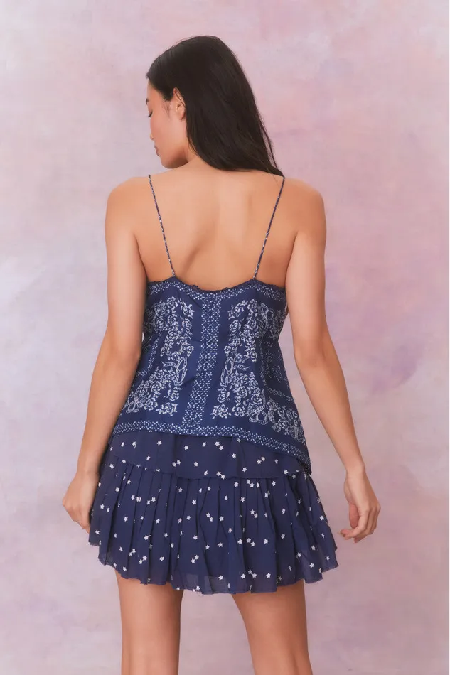 Women LoveShackFancy Tops Tivelo Bandana Print Cotton Cami Top Moonlight Indigo