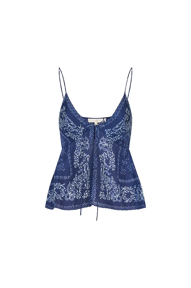 Women LoveShackFancy Tops Tivelo Bandana Print Cotton Cami Top Moonlight Indigo