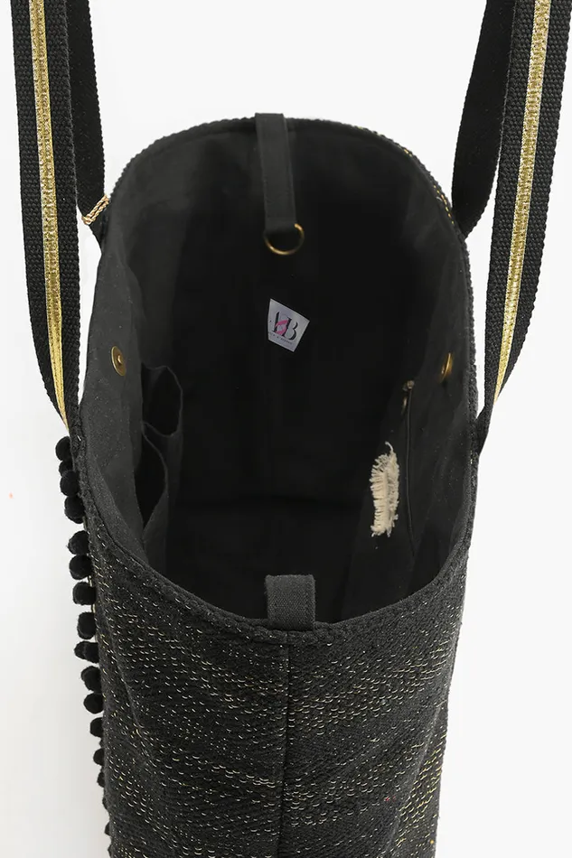 Women Luxe Love Tote 8211 Hand Beaded Large Black Tote For Women Travel and Beach Bags America and Beyond