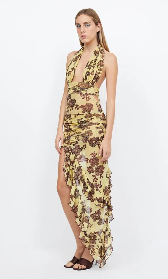 Women MALIBU BAY HALTER DRESS 8211 CITRUS PLUM FLORAL Bec Bridge Maxi Dresses