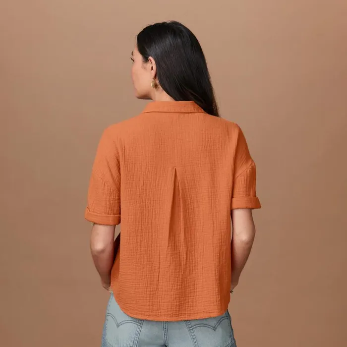 Women Mara Gauze Camp Shirt Spice Sundance Catalog Tops Women Mara Gauze Camp Shirt Spice Sundance Catalog Tops
