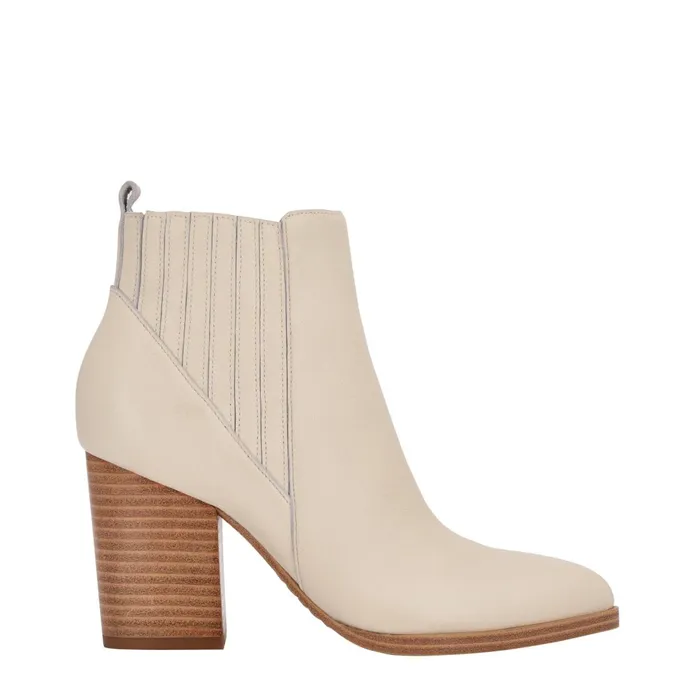 Women Marc Fisher Booties Alva Pointy Toe Bootie Chic Cream Leather