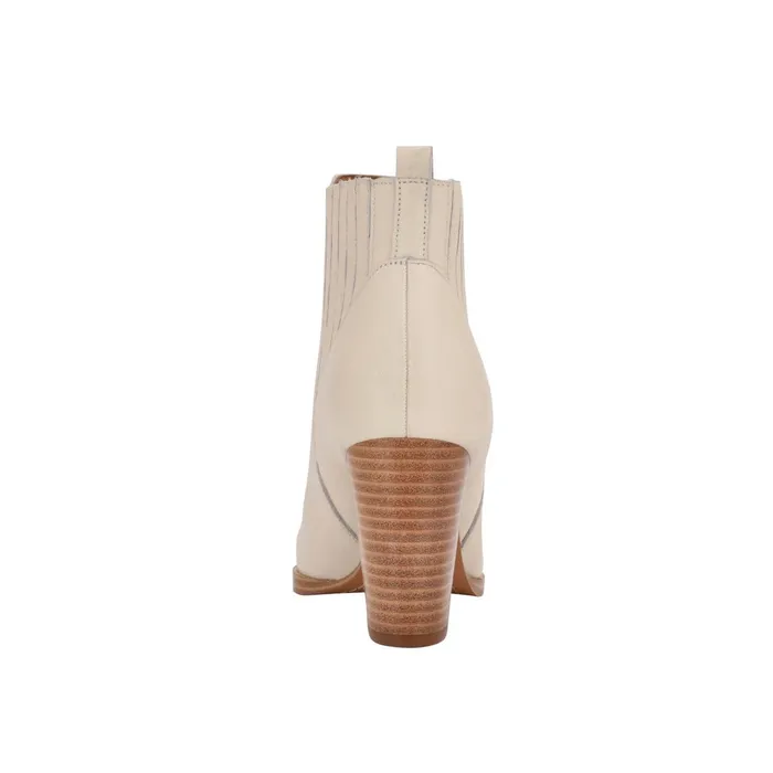 Women Marc Fisher Booties Alva Pointy Toe Bootie Chic Cream Leather
