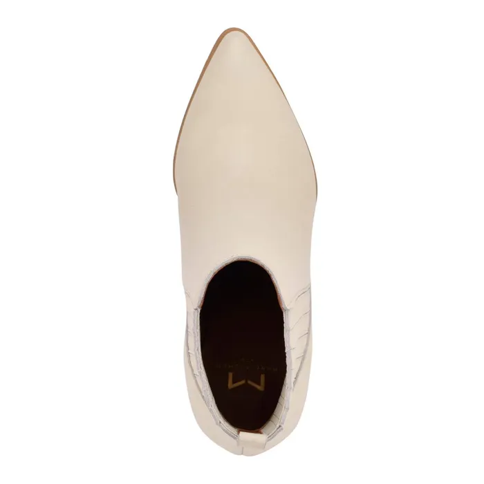 Women Marc Fisher Booties Alva Pointy Toe Bootie Chic Cream Leather