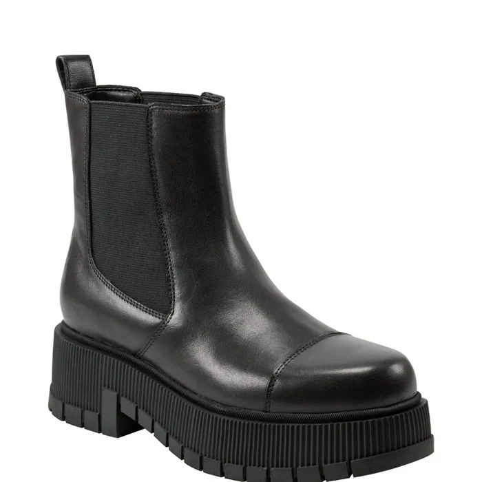 Women Marc Fisher Booties Bermida Lug Sole Bootie Black Leather