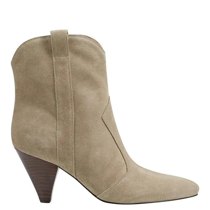 Women Marc Fisher Booties Carissa Heeled Western Bootie Natural Suede