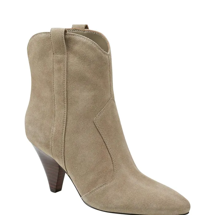 Women Marc Fisher Booties Carissa Heeled Western Bootie Natural Suede