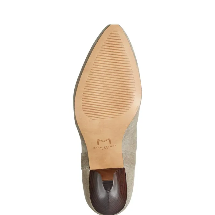 Women Marc Fisher Booties Carissa Heeled Western Bootie Natural Suede