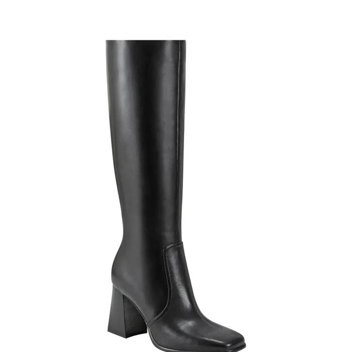 Women Marc Fisher Boots and Booties Dreeam Block Heeled Boot Black Leather