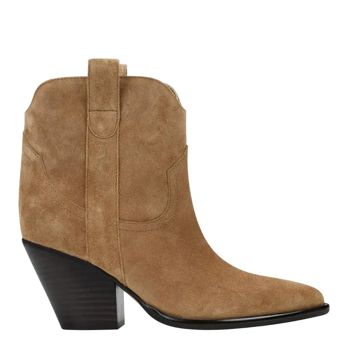 Women Marc Fisher Boots and Booties Marlie Western Bootie Natural Suede