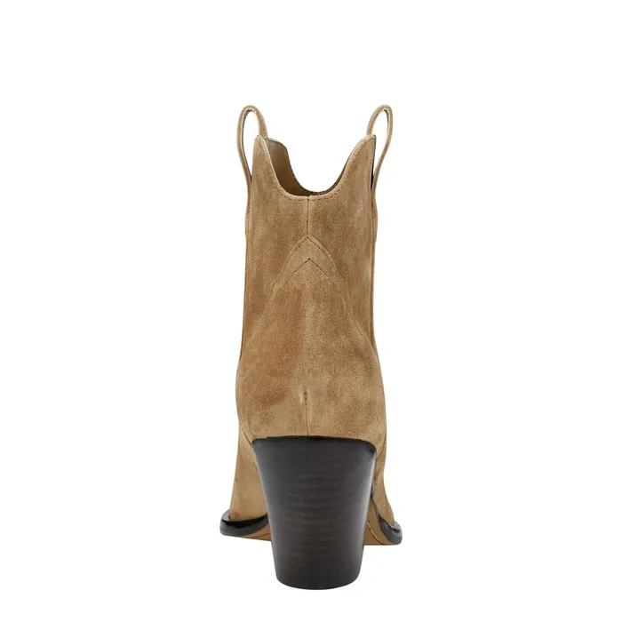 Women Marc Fisher Boots and Booties Marlie Western Bootie Natural Suede