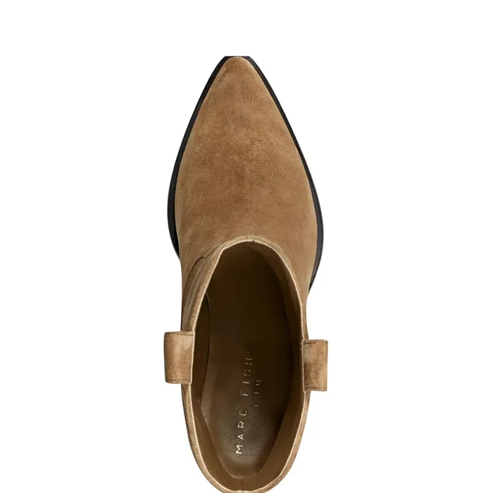 Women Marc Fisher Boots and Booties Marlie Western Bootie Natural Suede