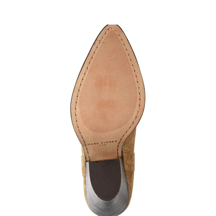 Women Marc Fisher Boots and Booties Marlie Western Bootie Natural Suede
