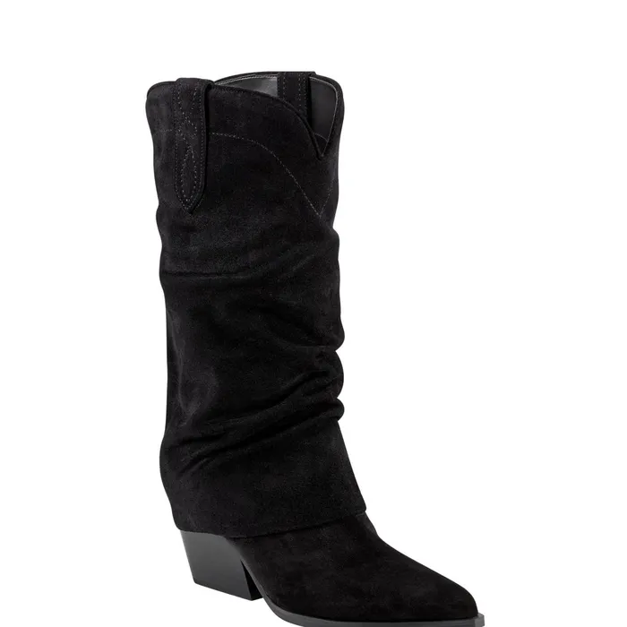 Women Marc Fisher Boots Calysta Block Heel Pointy Toe Boot Black