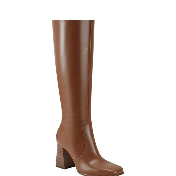 Women Marc Fisher Boots Dreeam Block Heeled Boot Tan Leather
