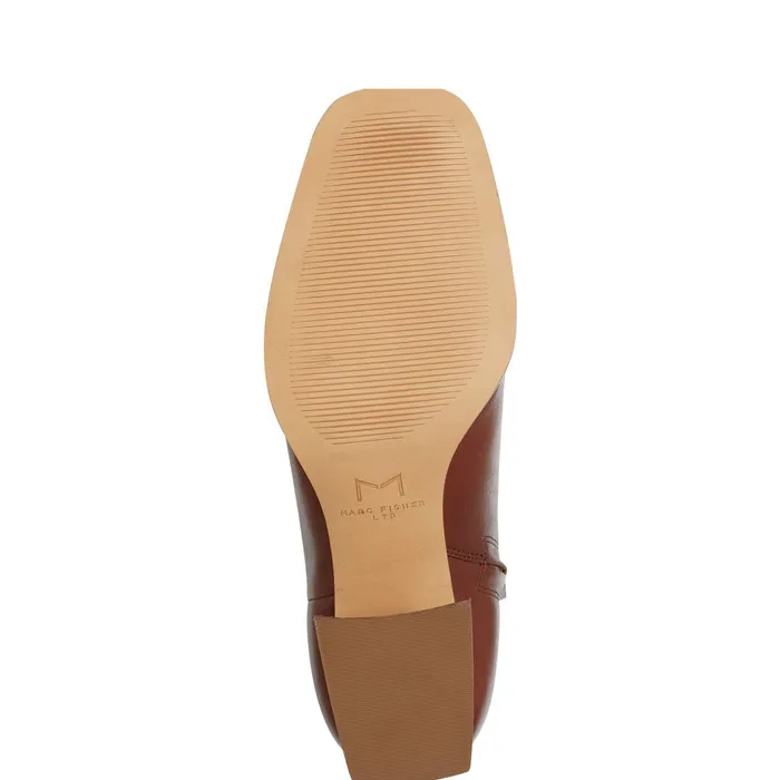 Women Marc Fisher Casual Boots Floria Square Toe Bootie Tan Leather