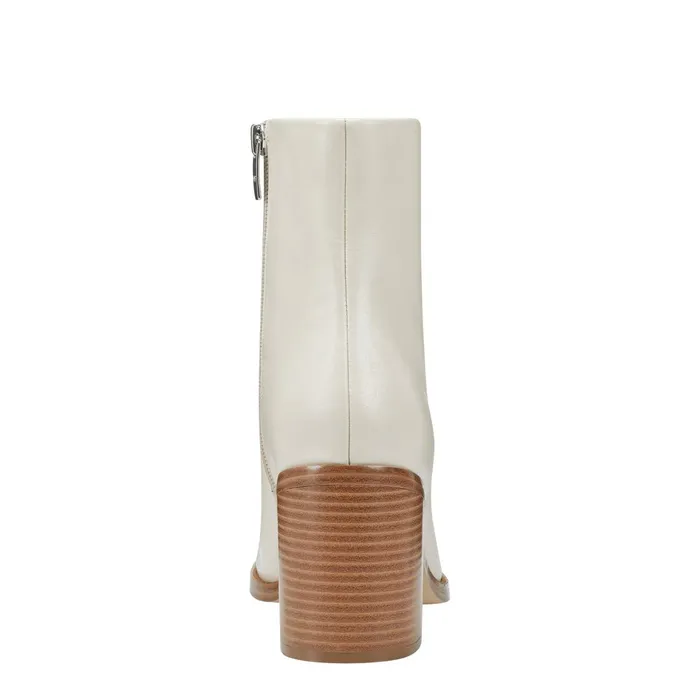 Women Marc Fisher Dress Boots Lianna Sqaure Toe Block Heel Dress Bootie Ivory Leather