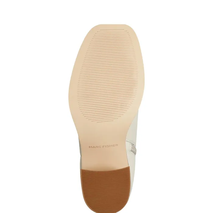 Women Marc Fisher Dress Boots Lianna Sqaure Toe Block Heel Dress Bootie Ivory Leather