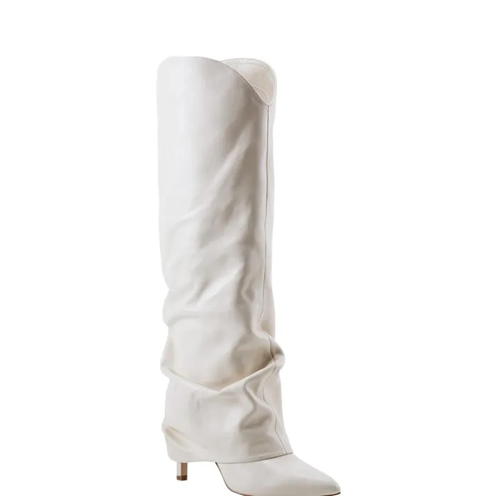 Women Marc Fisher Dress Boots Nairine Foldover Dress Boot White Leather
