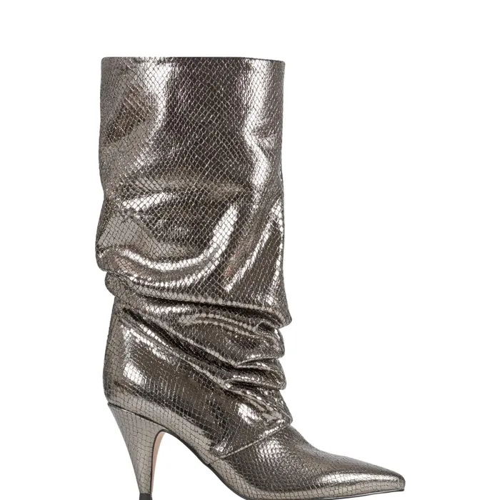 Women Marc Fisher Dress Boots Paityn Scrunch Dress Boot Pewter Leather