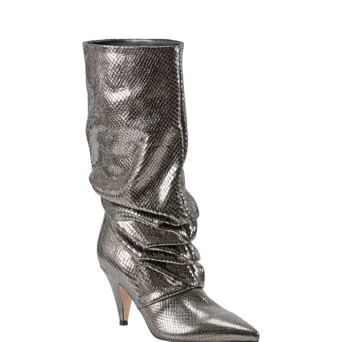 Women Marc Fisher Dress Boots Paityn Scrunch Dress Boot Pewter Leather