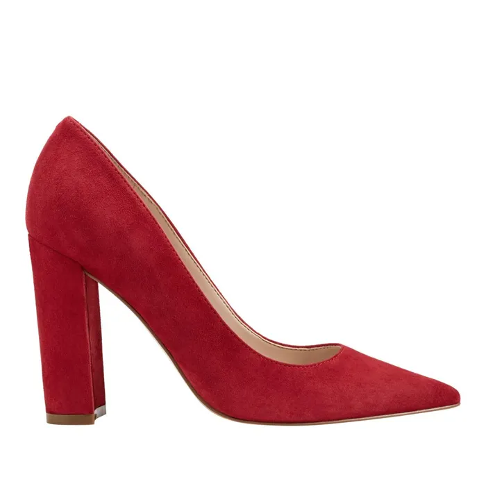 Women Marc Fisher Heels and Pumps Abilene Block Heel Pointy Toe Pump Medium Red Suede Women Marc Fisher Heels and Pumps Abilene Block Heel Pointy Toe Pump Medium Red Suede