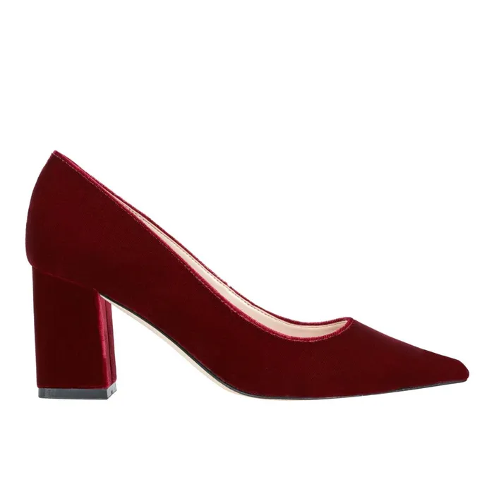 Women Marc Fisher Heels and Pumps Zala Block Heel Pointy Toe Pump Dark Red Velvet Women Marc Fisher Heels and Pumps Zala Block Heel Pointy Toe Pump Dark Red Velvet