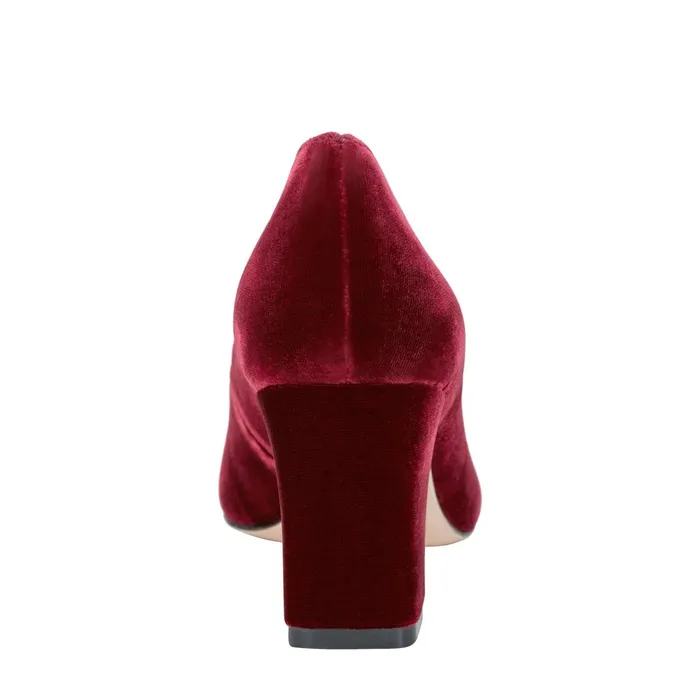 Women Marc Fisher Heels and Pumps Zala Block Heel Pointy Toe Pump Dark Red Velvet