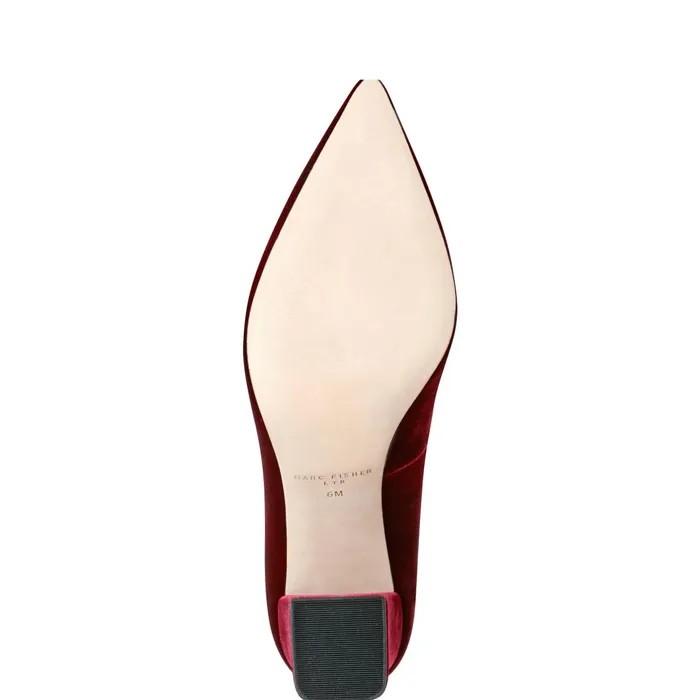 Women Marc Fisher Heels and Pumps Zala Block Heel Pointy Toe Pump Dark Red Velvet