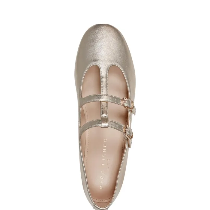Women Marc Fisher Loafers and Flats Evie Ballet Flat Gold Leather
