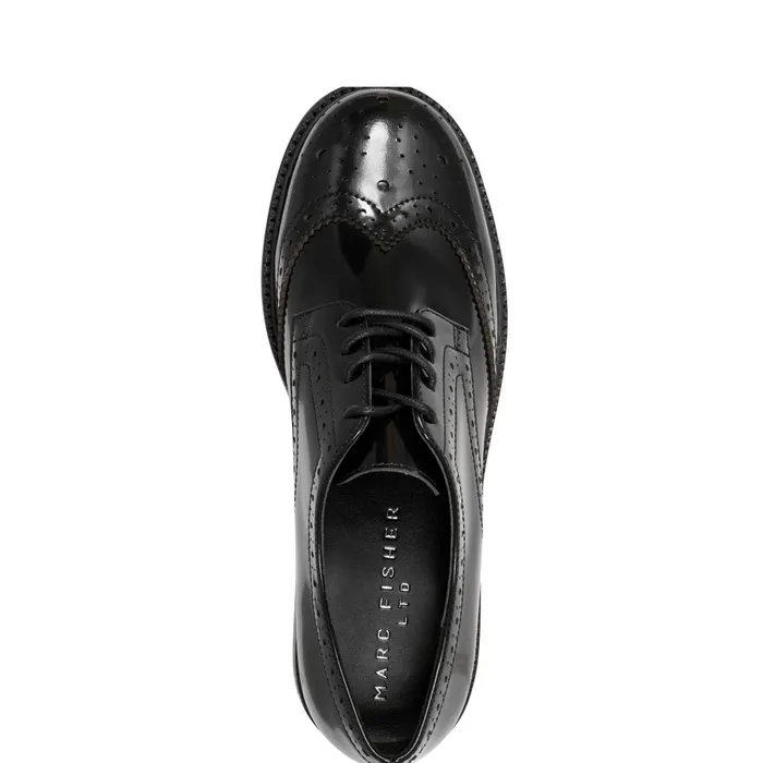 Women Marc Fisher Loafers and Flats Perrie LaceUp Oxford Black Leather