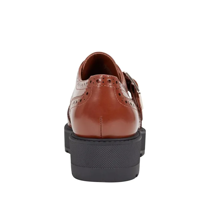 Women Marc Fisher Loafers and Flats Remona Monk Strap Loafer Brown Leather