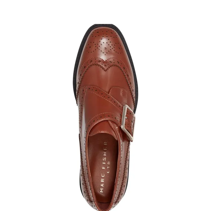 Women Marc Fisher Loafers and Flats Remona Monk Strap Loafer Brown Leather