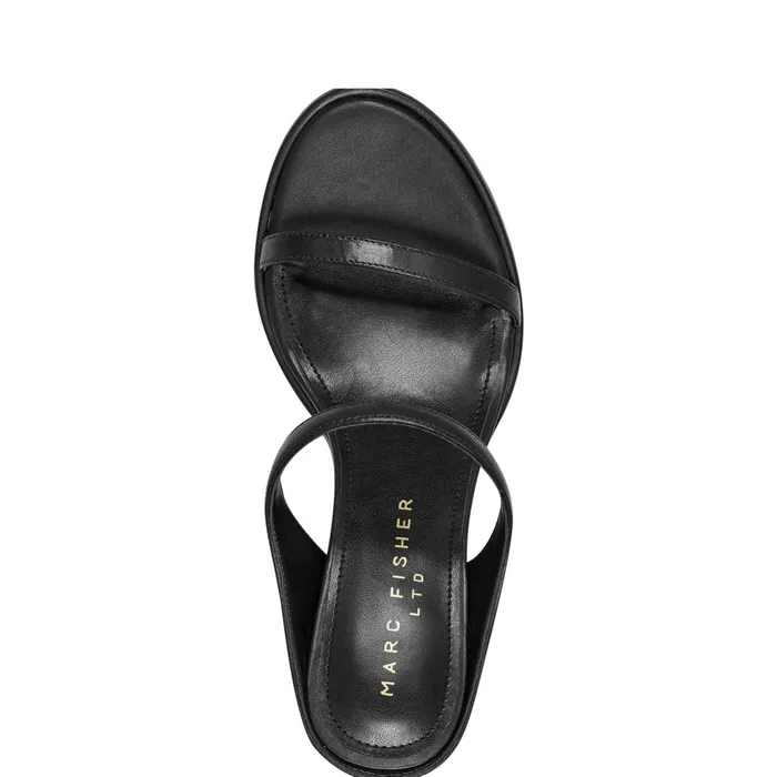 Women Marc Fisher Mules and Slides Alonde Heeled Slide Sandal Black Leather