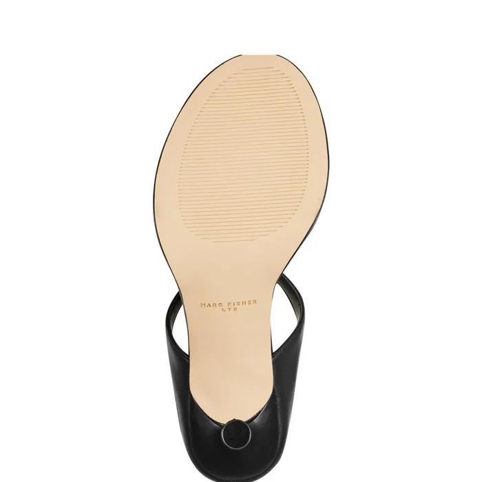 Women Marc Fisher Mules and Slides Alonde Heeled Slide Sandal Black Leather