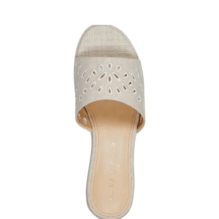 Women Marc Fisher Mules and Slides Foreva Platform Slide Sandal Light Natural