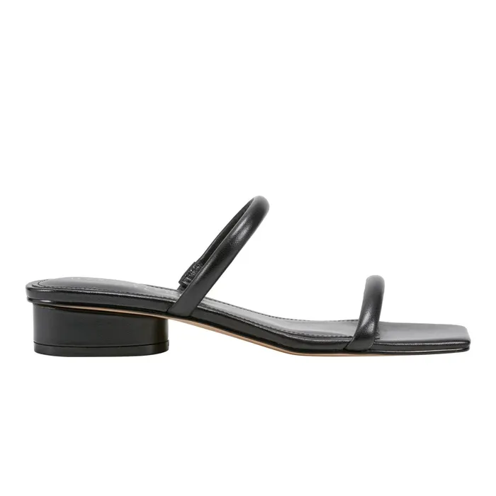 Women Marc Fisher Mules and Slides Raelyn Heeled Slide Sandal Black Leather