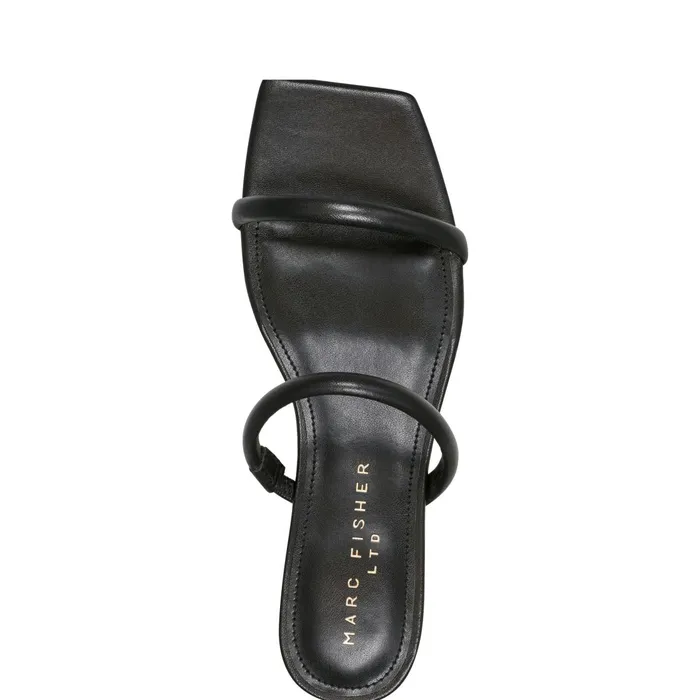 Women Marc Fisher Mules and Slides Raelyn Heeled Slide Sandal Black Leather