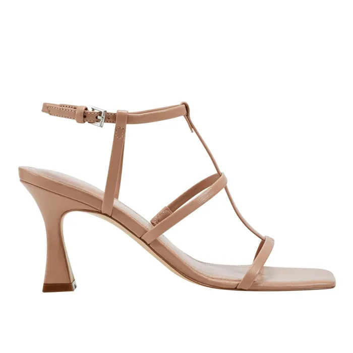 Women Marc Fisher Sandals Dennie Strappy Dress Sandal Natural Leather