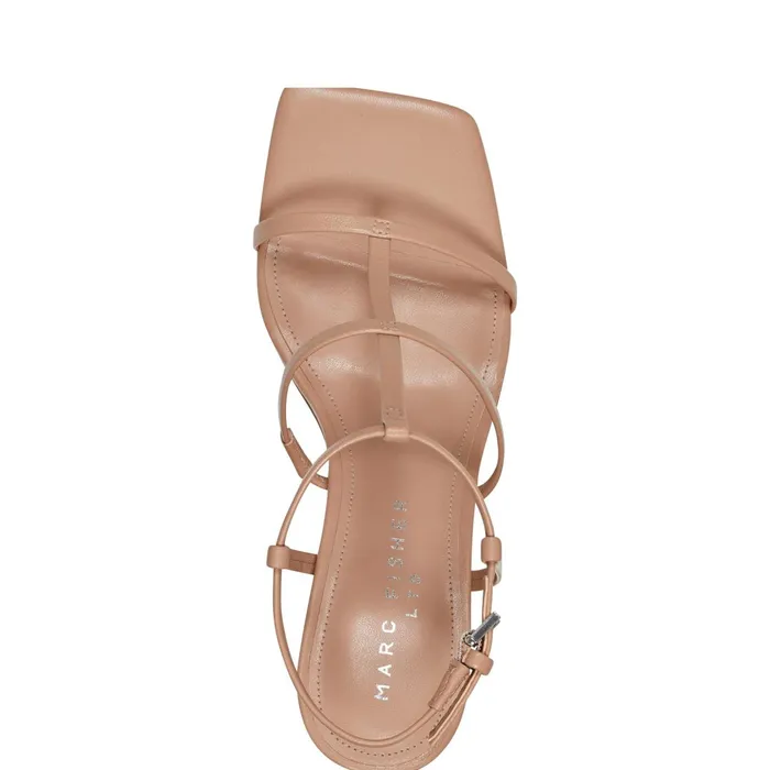 Women Marc Fisher Sandals Dennie Strappy Dress Sandal Natural Leather