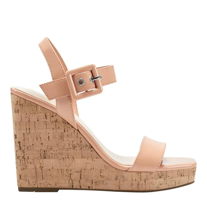 Women Marc Fisher Sandals Lukey Wedge Sandal Orange Patent