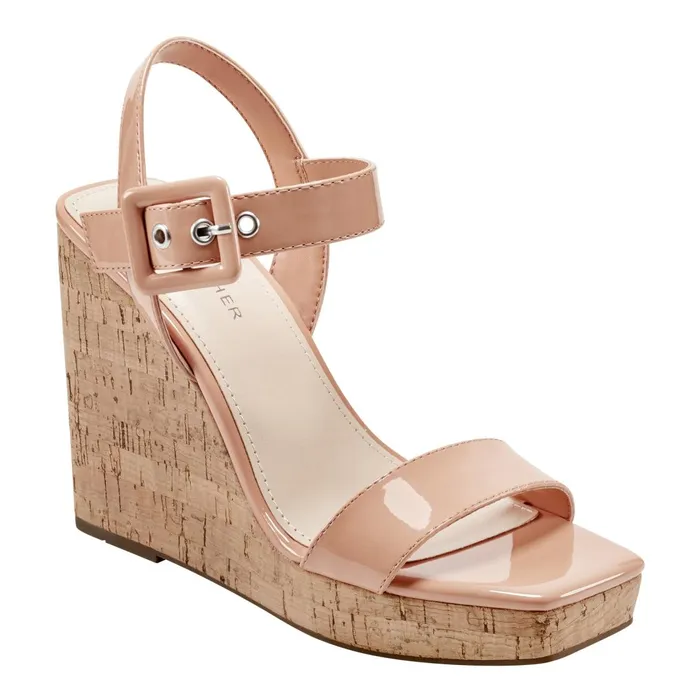 Women Marc Fisher Sandals Lukey Wedge Sandal Orange Patent