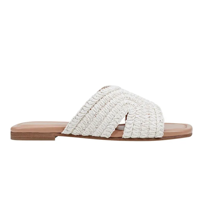 Women Marc Fisher Sandals Narda Flat Sandal White