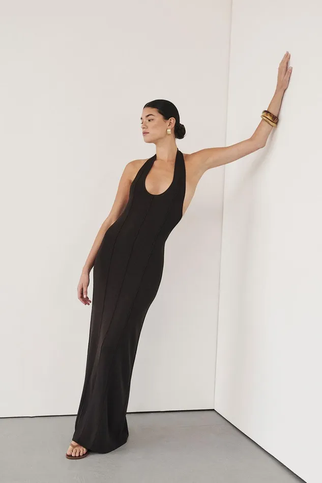 Women Maxi Dresses DISSH LISS BITTER CHOC HALTER MAXI DRESS